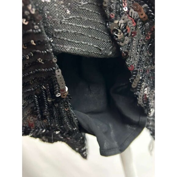 NWT Anthropologie Maeve Womens Large Dress Mini Sequin Mock Neck Black Open Back - Picture 14 of 16